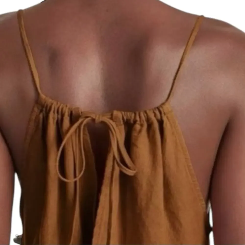 Everlane NWT The Shoestring Apron 100% Linen Jumpsuit Tawny Brown Size Medium